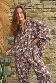 Daughter Of Ibiza Lovechild Balloon Sleeve Shirt Chocolate & Rose 